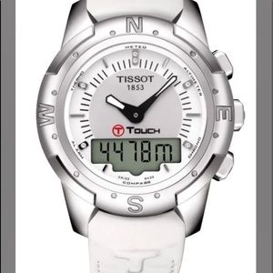 Tissot T-Touch Lady II Women's Watch T047.220.46.086.00 White Leather Strap